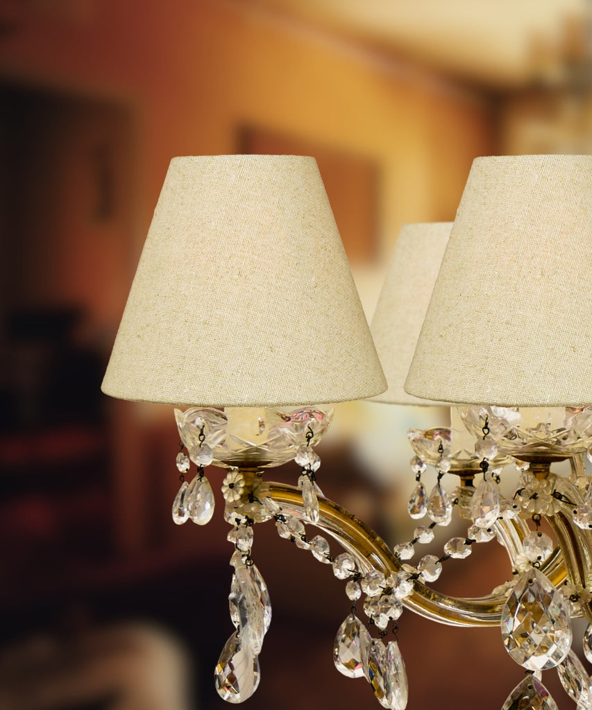 Set of 6 Chandelier Sand Linen Clip-On Lampshade 3x6x5