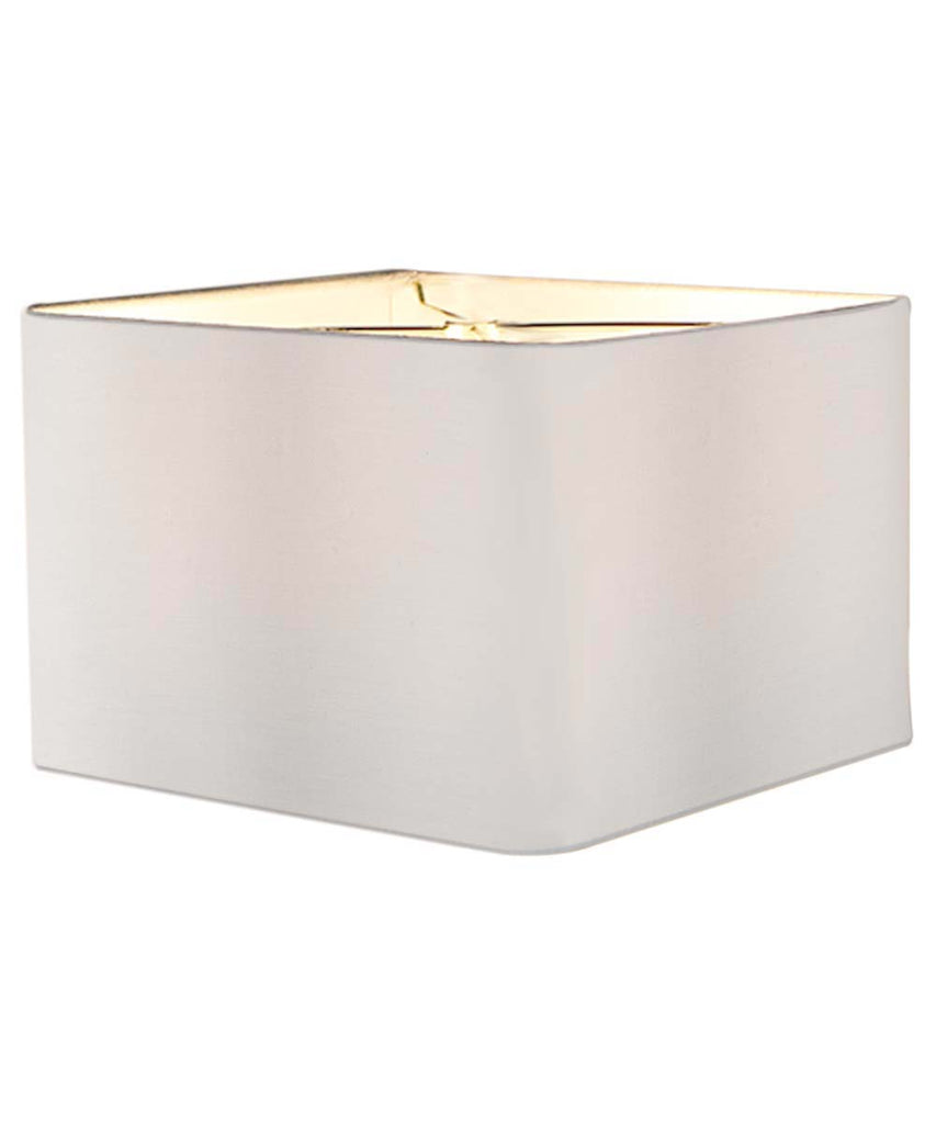 12"x12"x8" Heartland Rounded Corner Premiere Hardback Square Drum Lampshade, White Linen Fabric