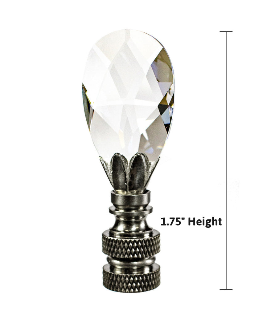 Stephanov Crystal Small Teardrop Ceiling Fan Pull, 2.5"h with 12" Nickel Brass Chain