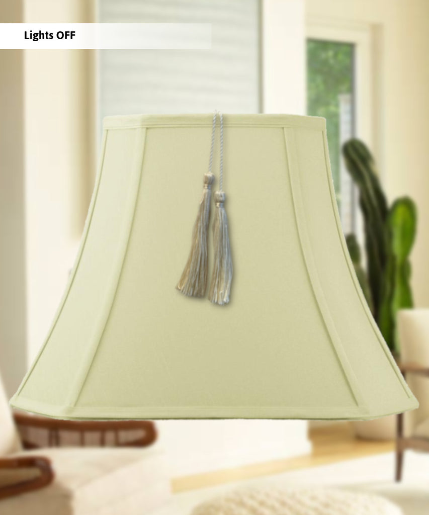 9x16x12 Square Cut Corner Shantung Lamp Shade Tassel Eggshell