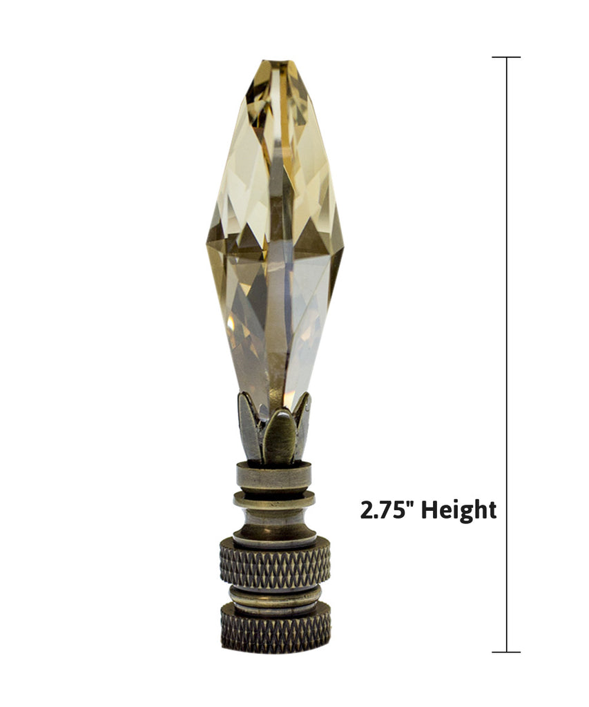 Stephanov Crystal Large Champagne Teardrops Ceiling Fan Pull, 2.75"h with 12" Antiqued Brass Chain