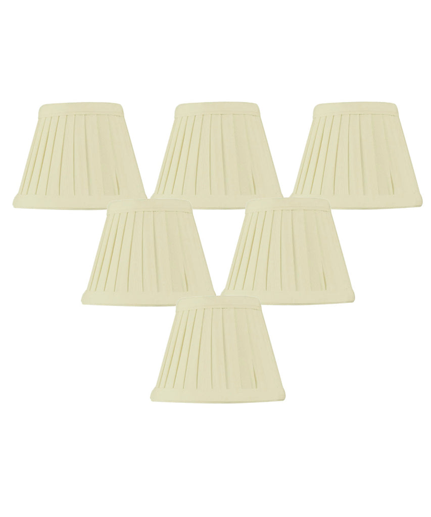 Set of 6 Crisp Linen Pleated Clip-on Candelabra Lampshade 3x5x4