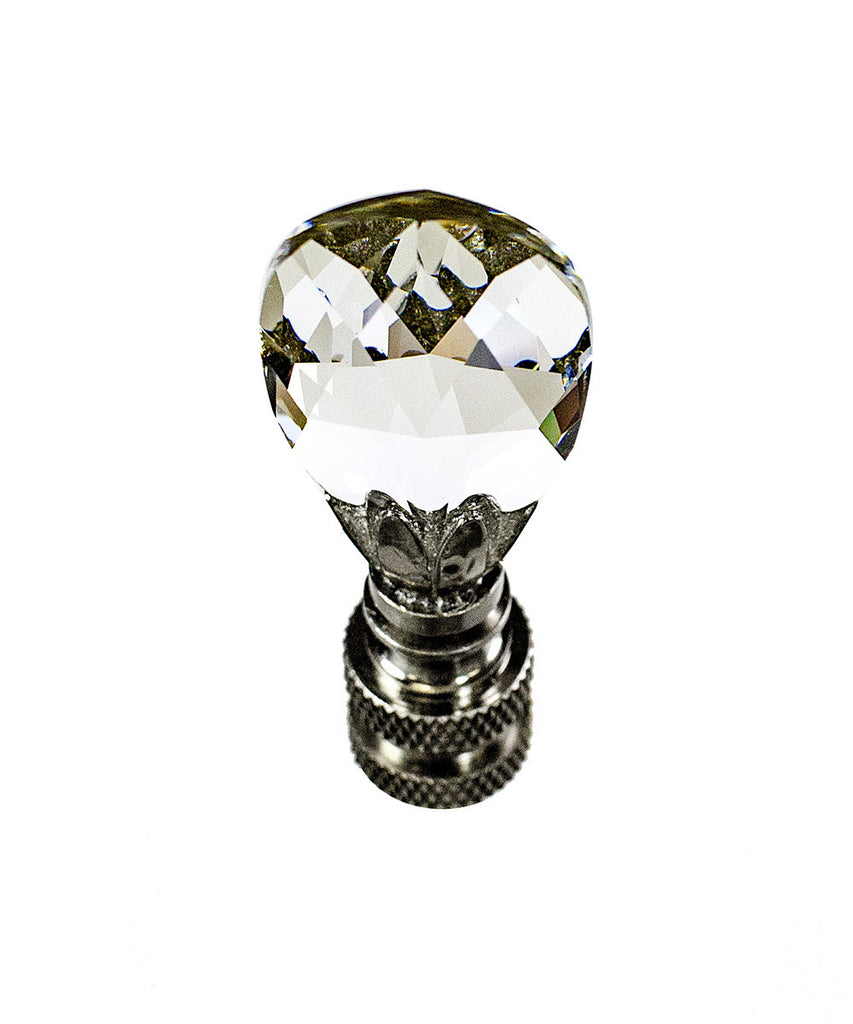 Stephanov Crystal Small Teardrop Ceiling Fan Pull, 2.5"h with 12" Nickel Brass Chain