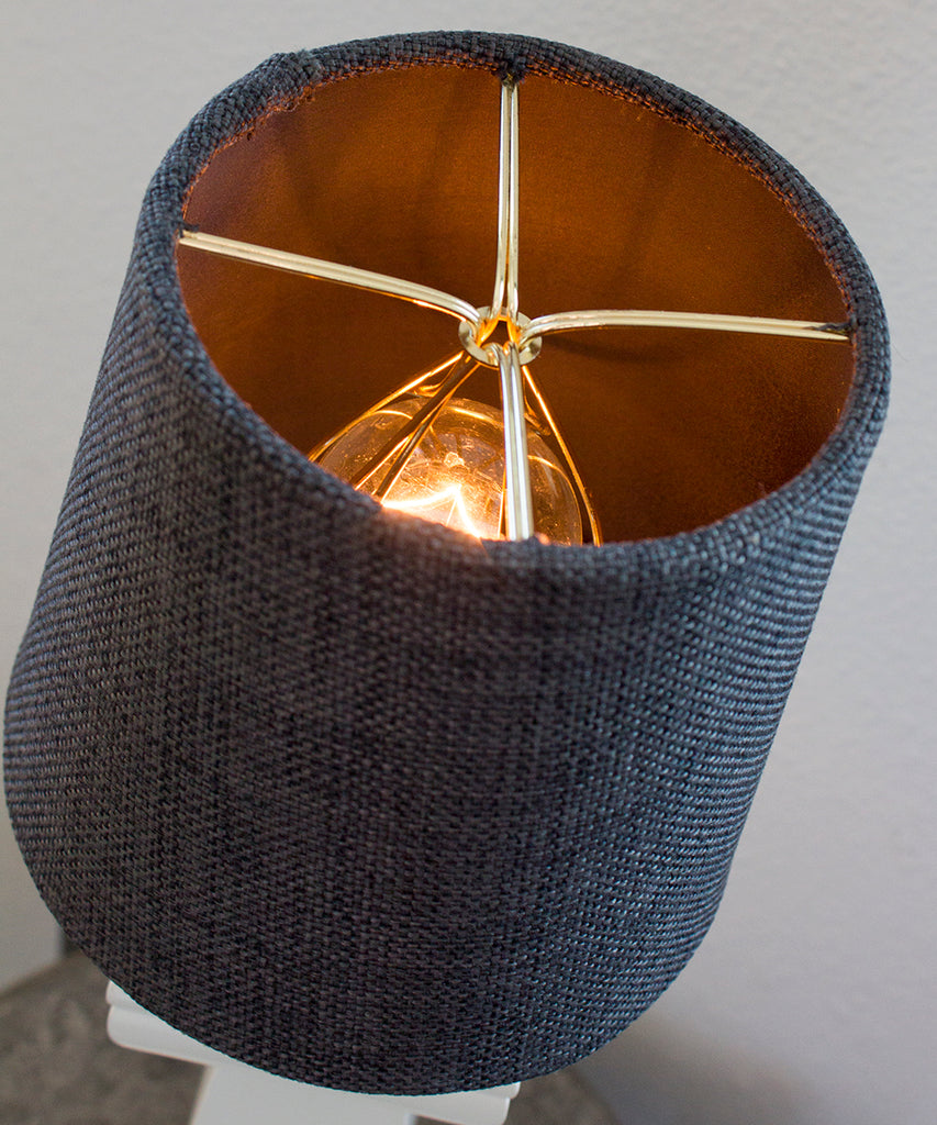 Set of 6 Granite Gray Burlap Drum Clip On Shade 4x5x5