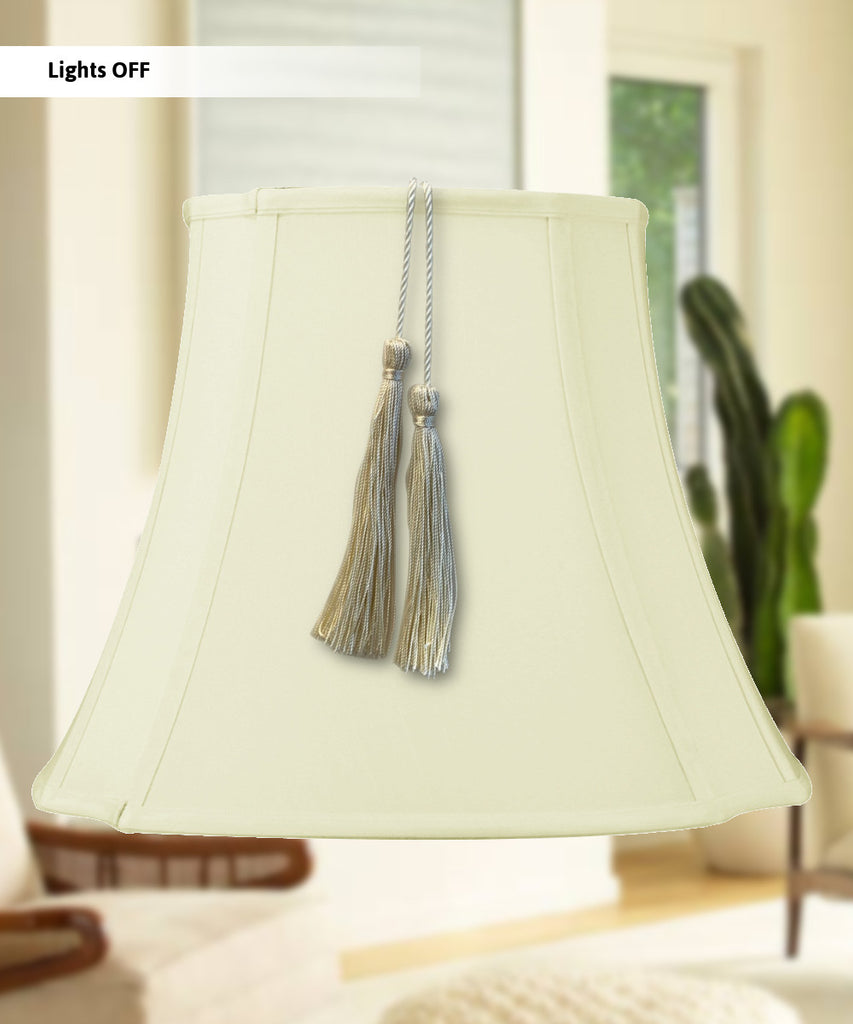 7x12x12 French Oval Piped Shantung Lamp Shade Tassel Eggshell