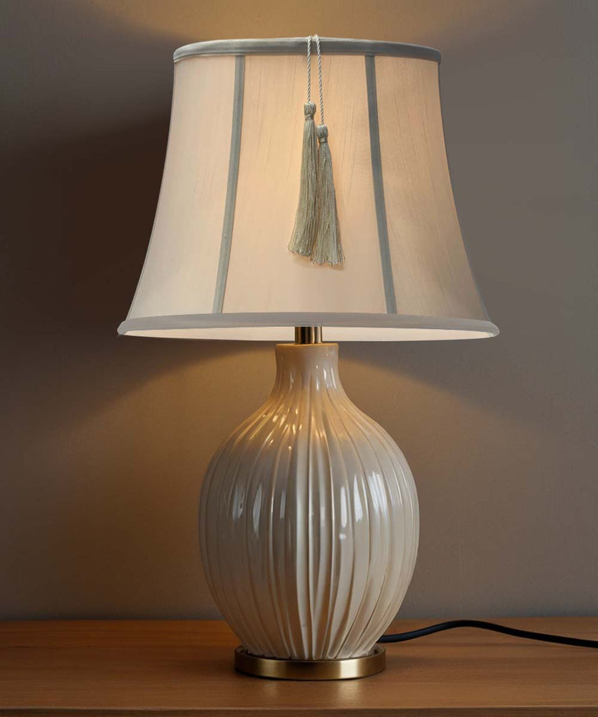 13x19x11 Floor Shantung Lamp Shade Tassel Eggshell
