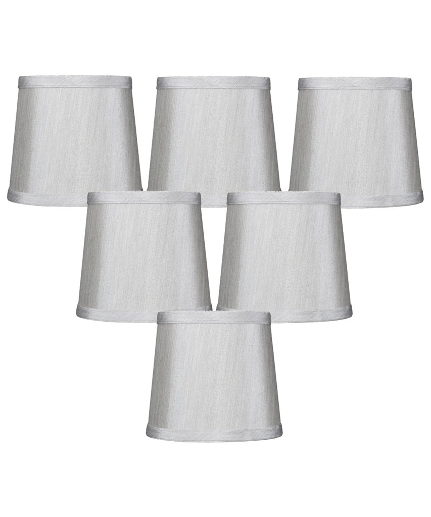 Set of 6 Gray Drum Chandelier Clip-On Lampshade 4x5x5