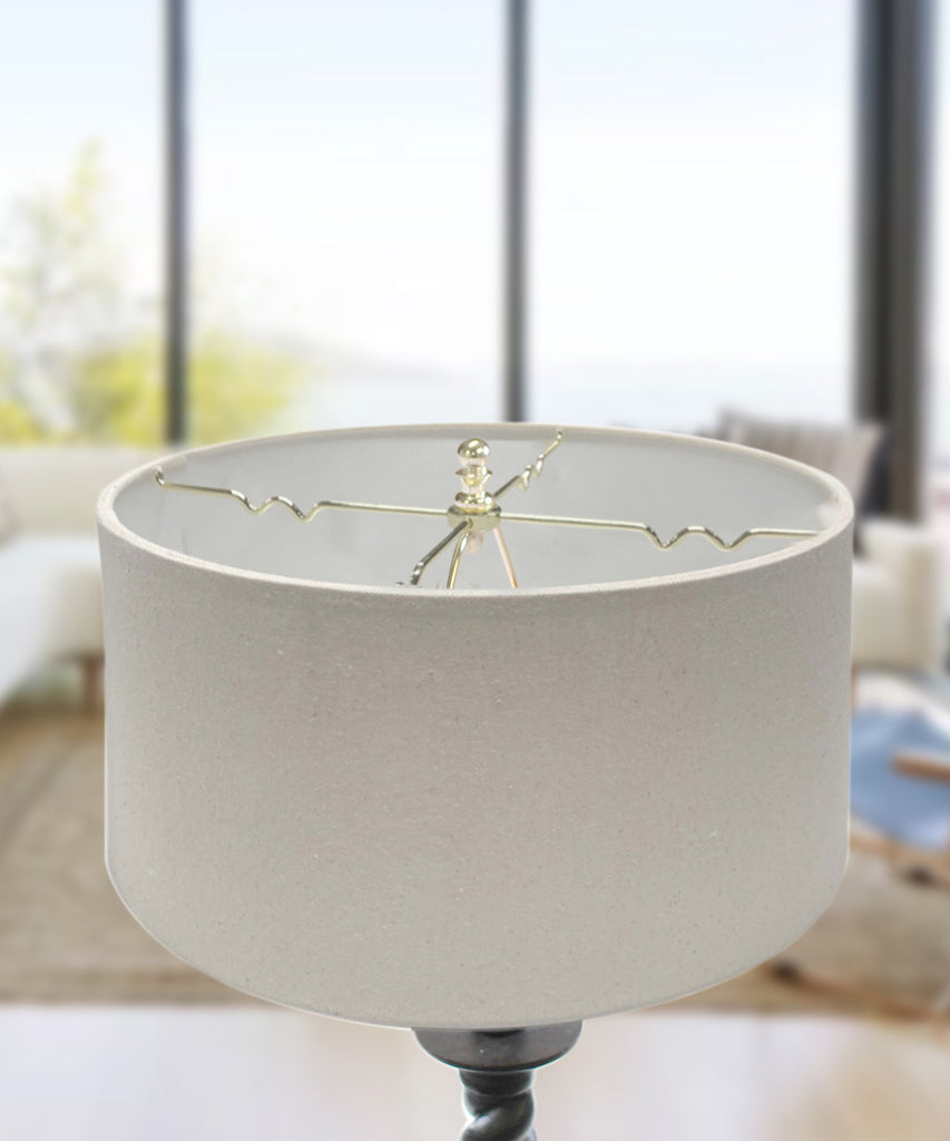 16x16x9 Hardback Shallow Drum Lampshade Light Oatmeal Linen Fabric