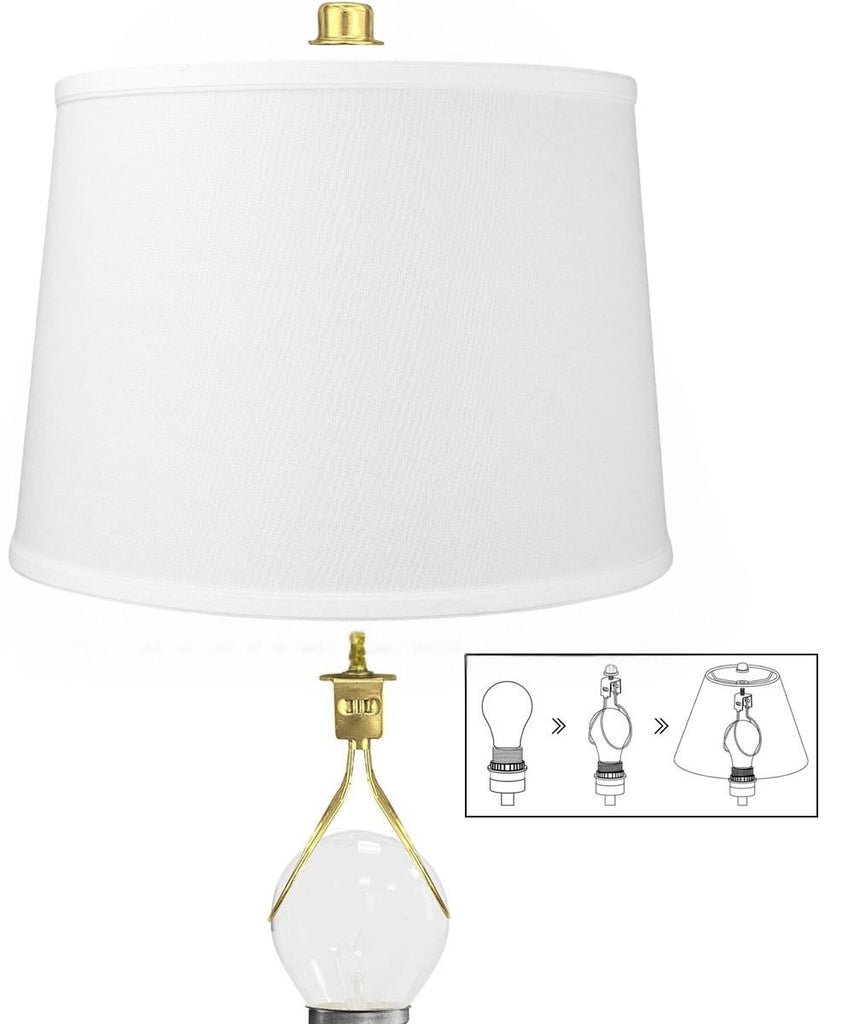 12x14x10" CLIP-ON FITTER White Linen Drum Lampshade