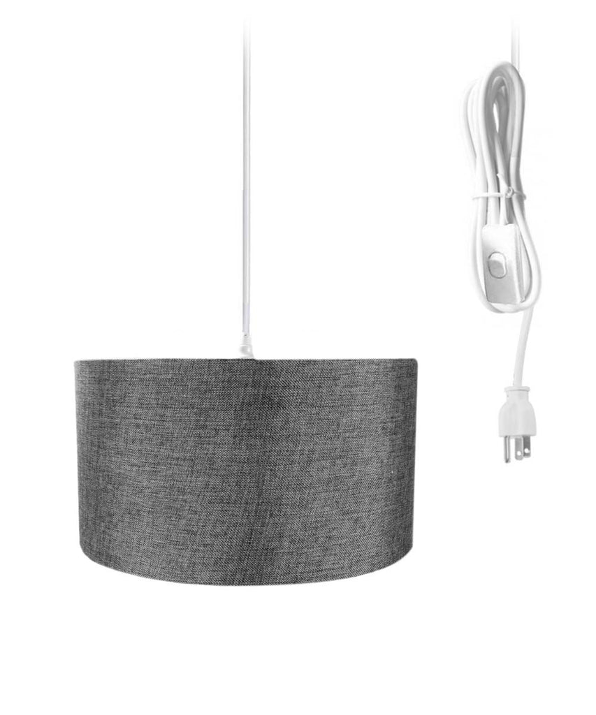 0-000075>1-Light Plug In Swag Pendant Ceiling Light Granite Grey Shade