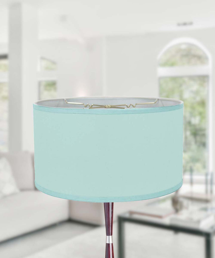 16x16x9 Island Paradise Aqua Linen Hardback Shallow Drum Lampshade
