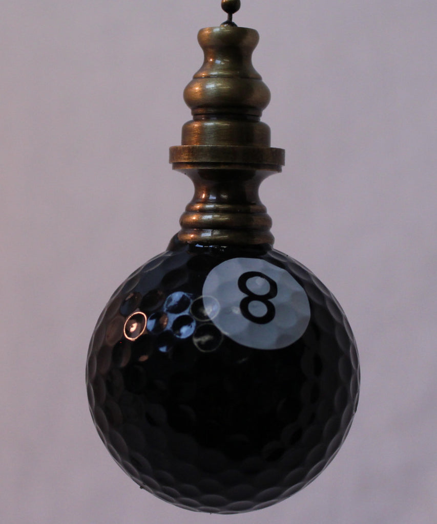 8-Ball Billiard Ceiling Fan Pull, 2.25"h with 12" Antiqued Brass Chain