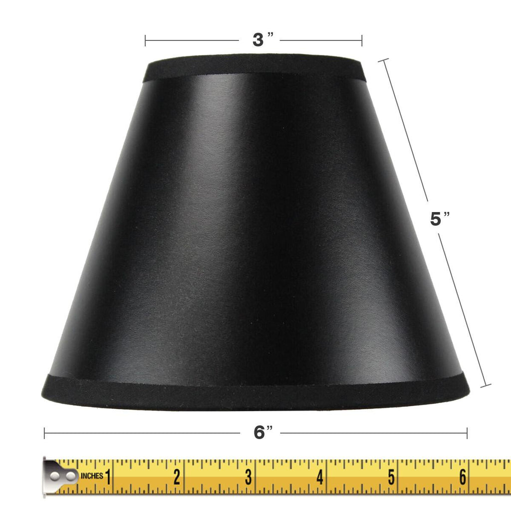 Set of 6 Black Parchment Gold-Lined Chandelier Candle Clip Lamp Shade 3x6x5