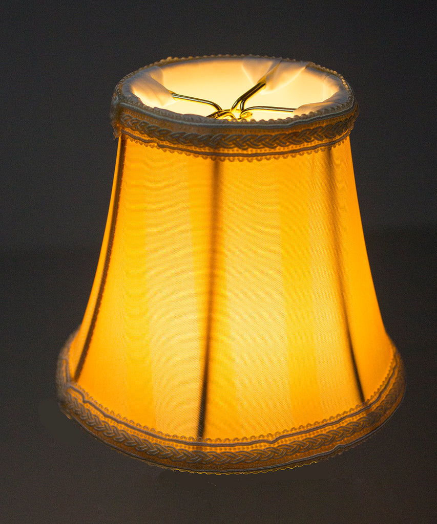 Set of 6 Beige/Eggshell Striped Chandelier Clip-On Premium Lampshade 3x5x4.5