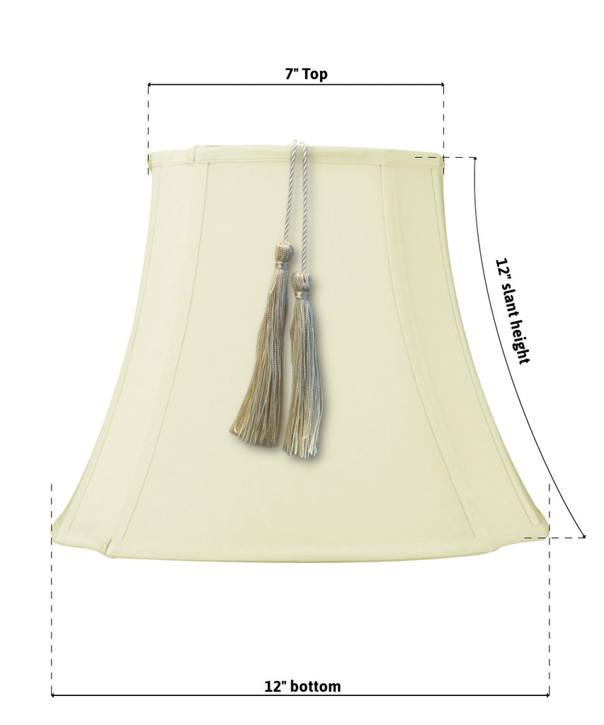7x12x12 French Oval Piped Shantung Lamp Shade Tassel Eggshell