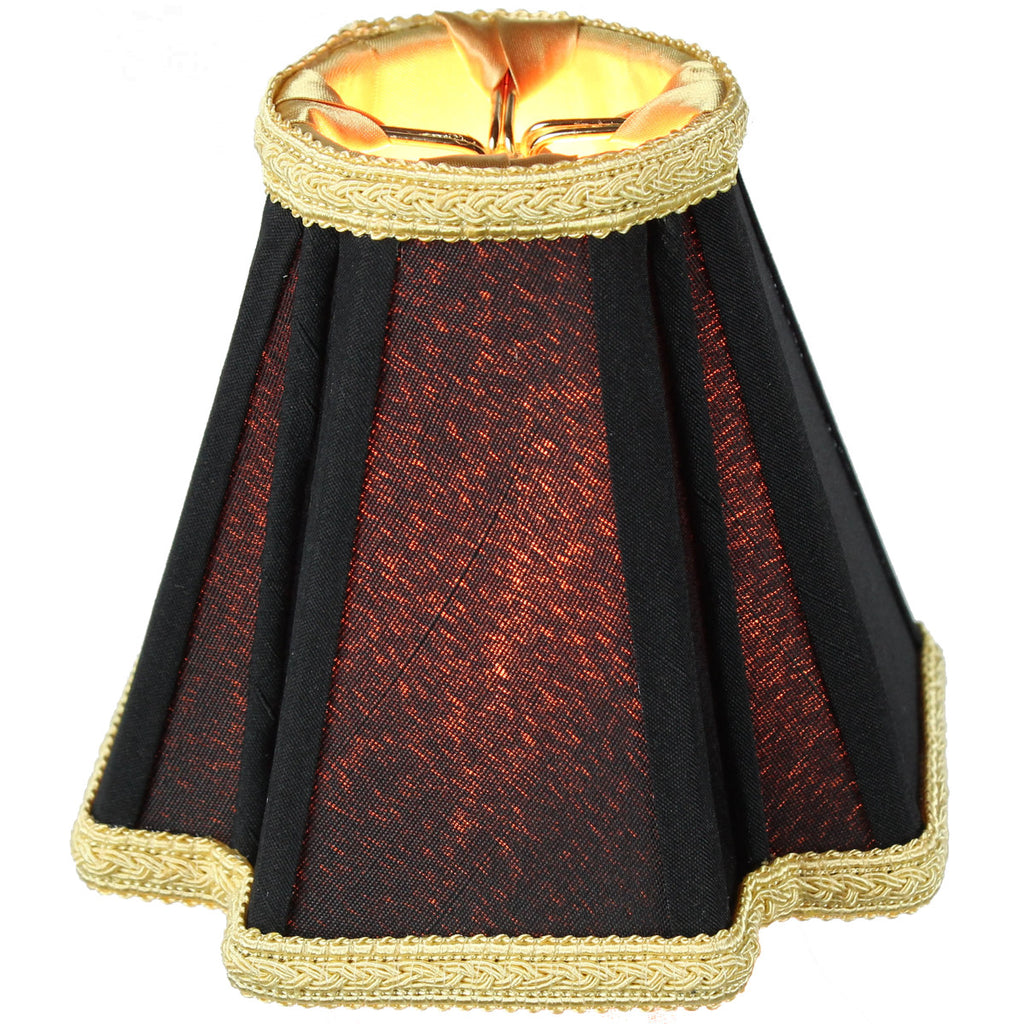 Set of 6 Black with Gold Liner Chandelier Clip-On Lampshade 2x5x5