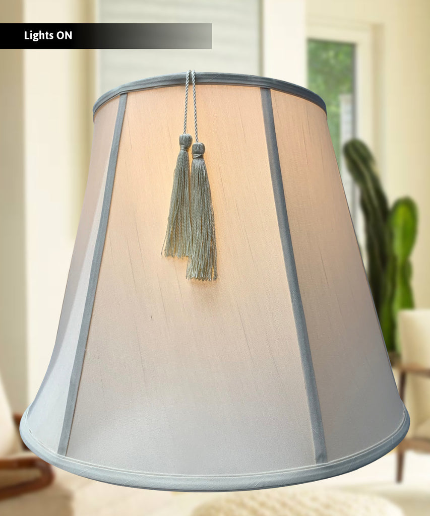 10.75x17x14 Empire Shantung Lamp Shade Tassel Eggshell