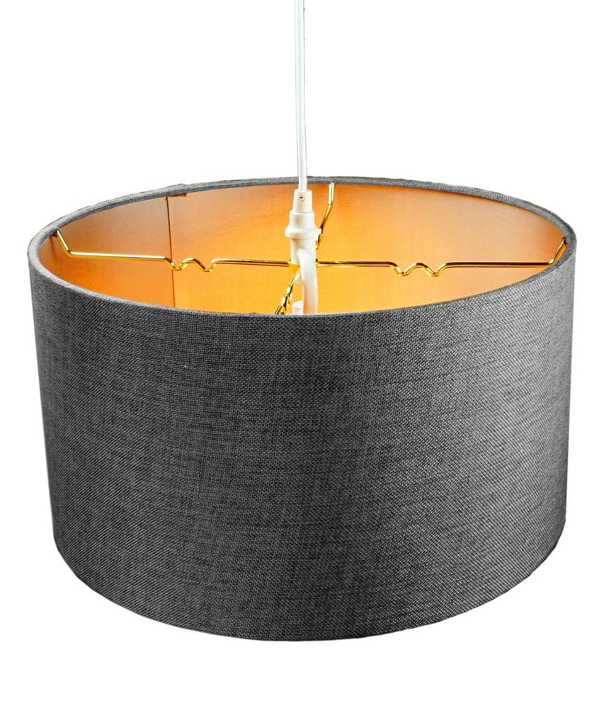 0-000075>1-Light Plug In Swag Pendant Ceiling Light Granite Grey Shade
