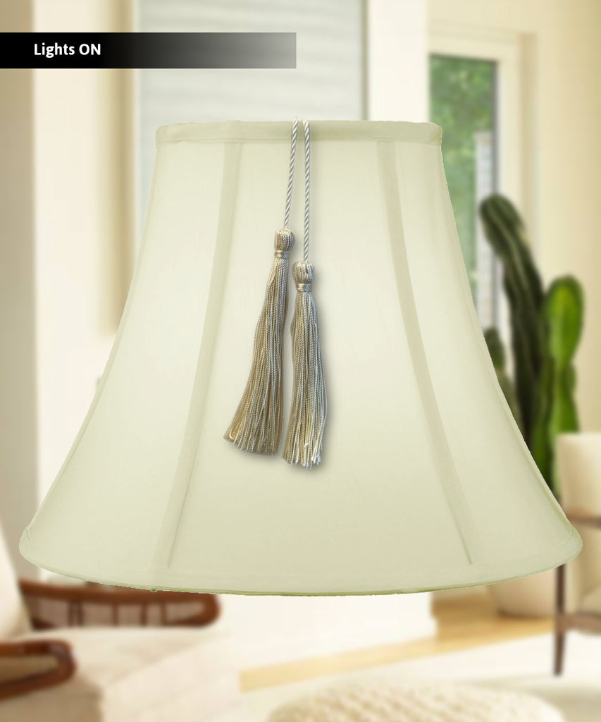 9x18x13.5 Bell Shantung Lamp Shade Tassel Eggshell
