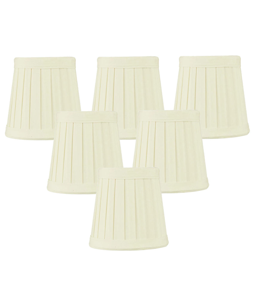 Set of 6 Egg Shell Pleated Clip-on Candelabra Lampshade 3x4x4