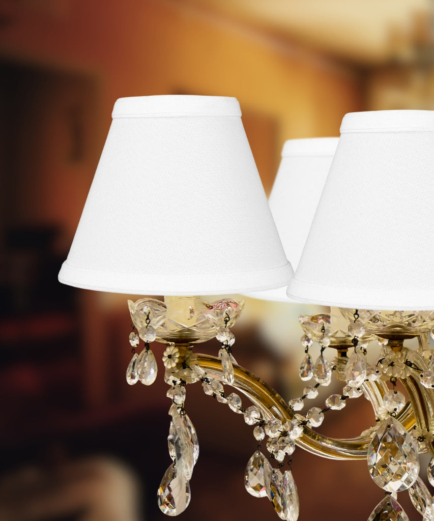 Set of 6 Chandelier White Linen Clip-On Lampshade 3x6x5