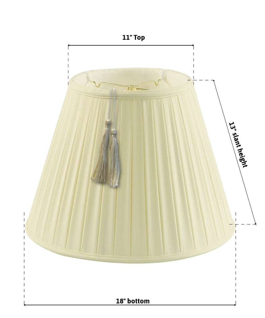 11x18x13.5 Empire BoxPleat Shantung Lamp Shade Tassel Eggshell