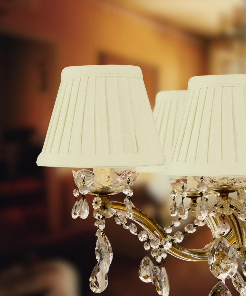 Set of 6 Crisp Linen Pleated Clip-on Candelabra Lampshade 3x5x4