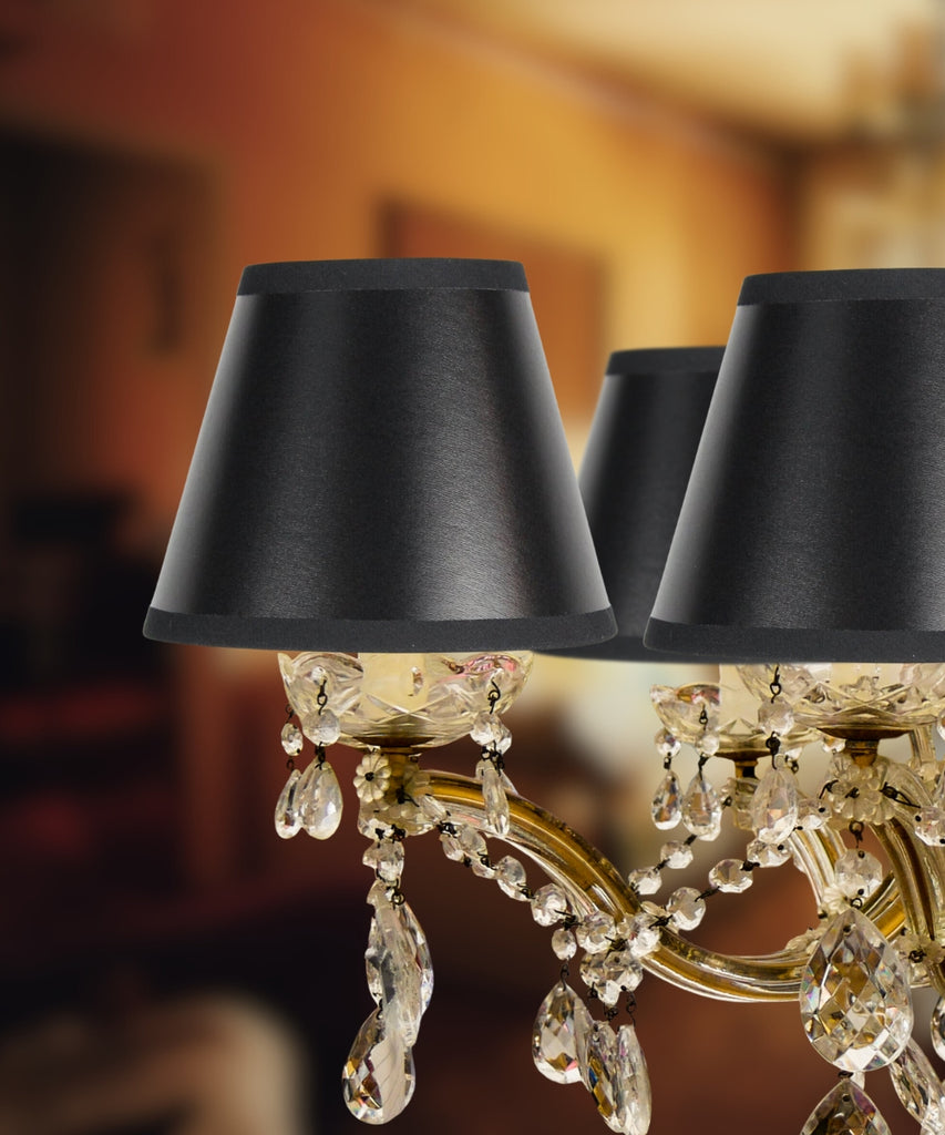 Set of 6 Black Parchment Silver-Lined Chandelier Lampshade 3x5x4