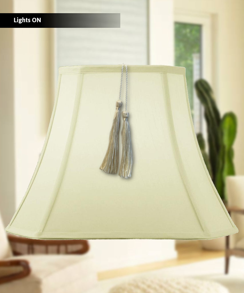 9x16x12 Square Cut Corner Shantung Lamp Shade Tassel Eggshell