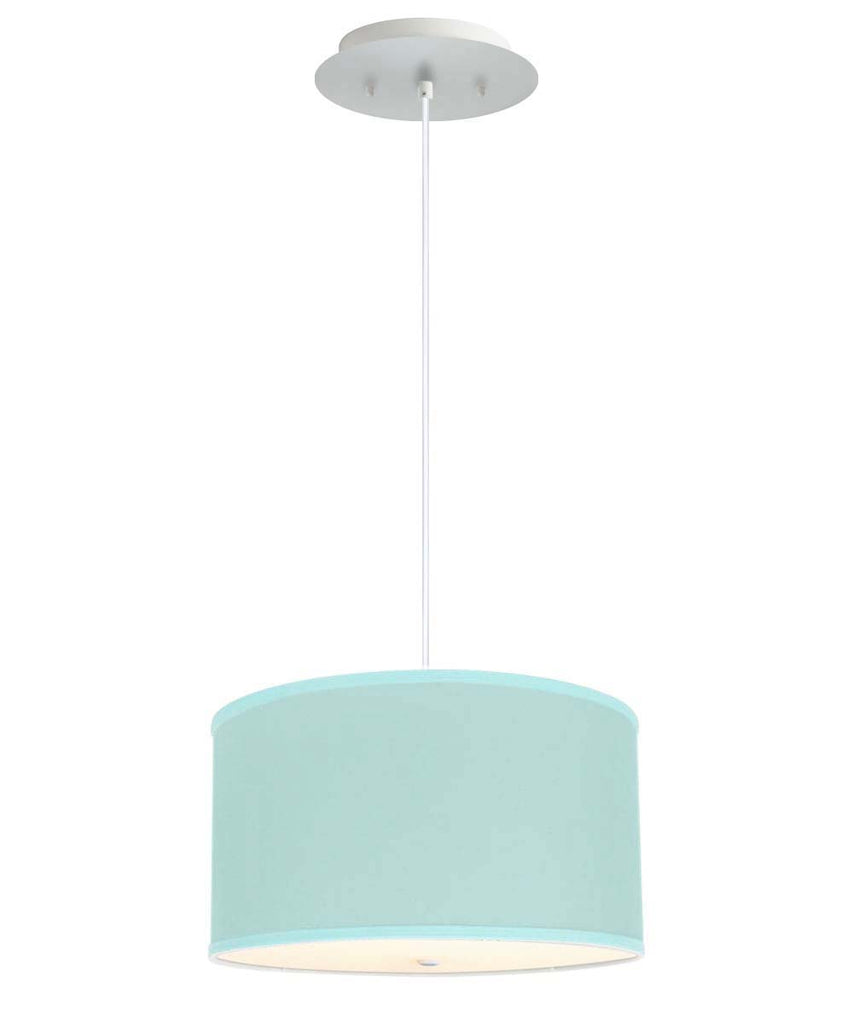 16" W 2 Light Pendant Island Paradise Linen Drum Shade with Diffuser, White Cord