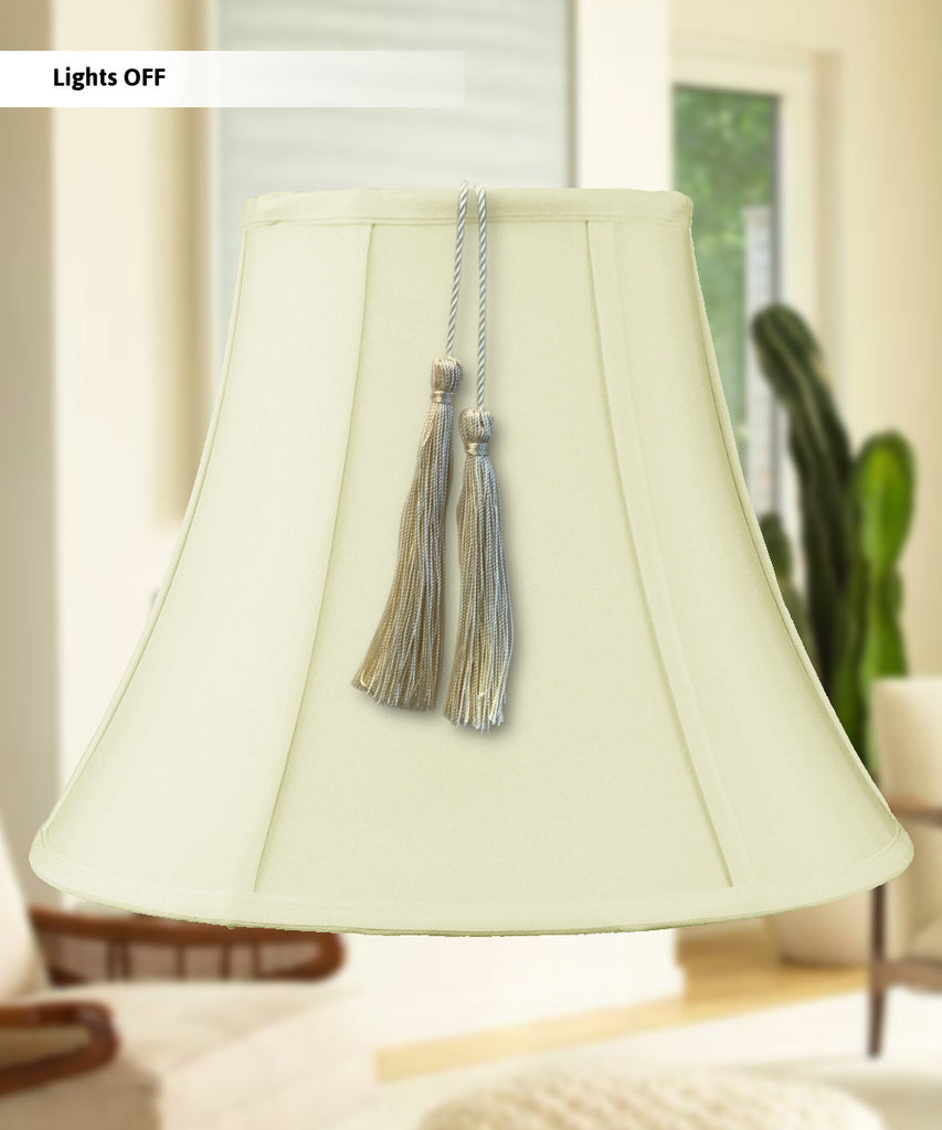 9x18x13.5 Bell Shantung Lamp Shade Tassel Eggshell