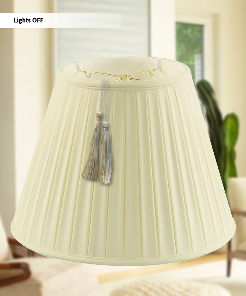11x18x13.5 Empire BoxPleat Shantung Lamp Shade Tassel Eggshell