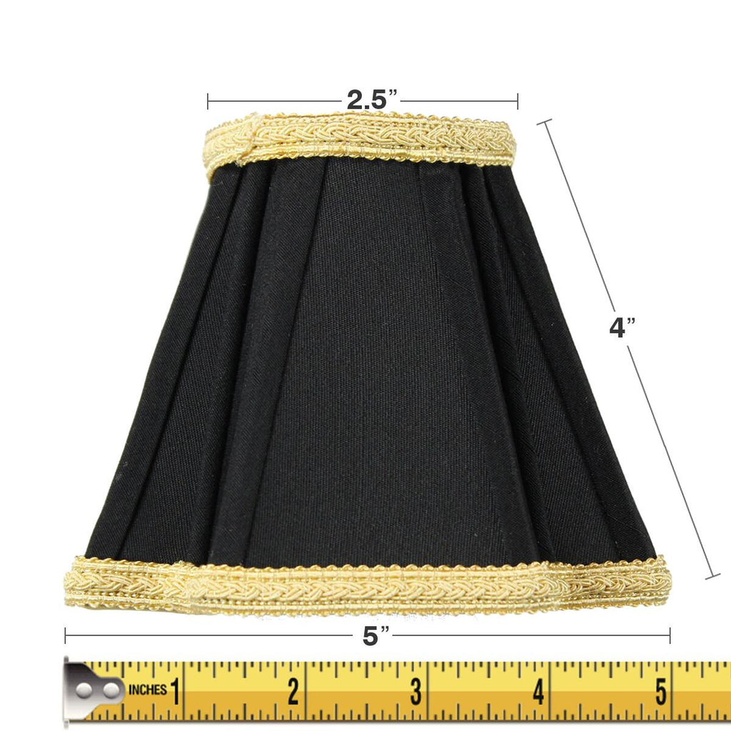 Set of 6 Black with Gold Liner Chandelier Clip-On Lampshade 2x5x5