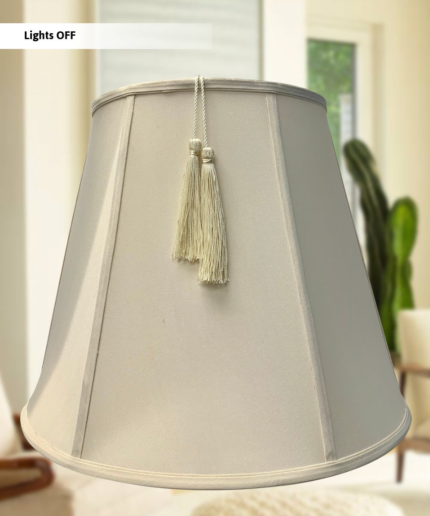 10.75x17x14 Empire Shantung Lamp Shade Tassel Eggshell