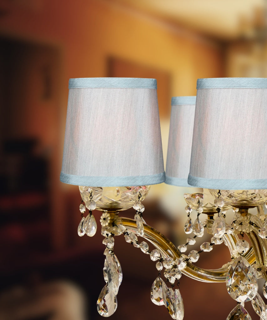 Set of 6 Gray Drum Chandelier Clip-On Lampshade 4x5x5