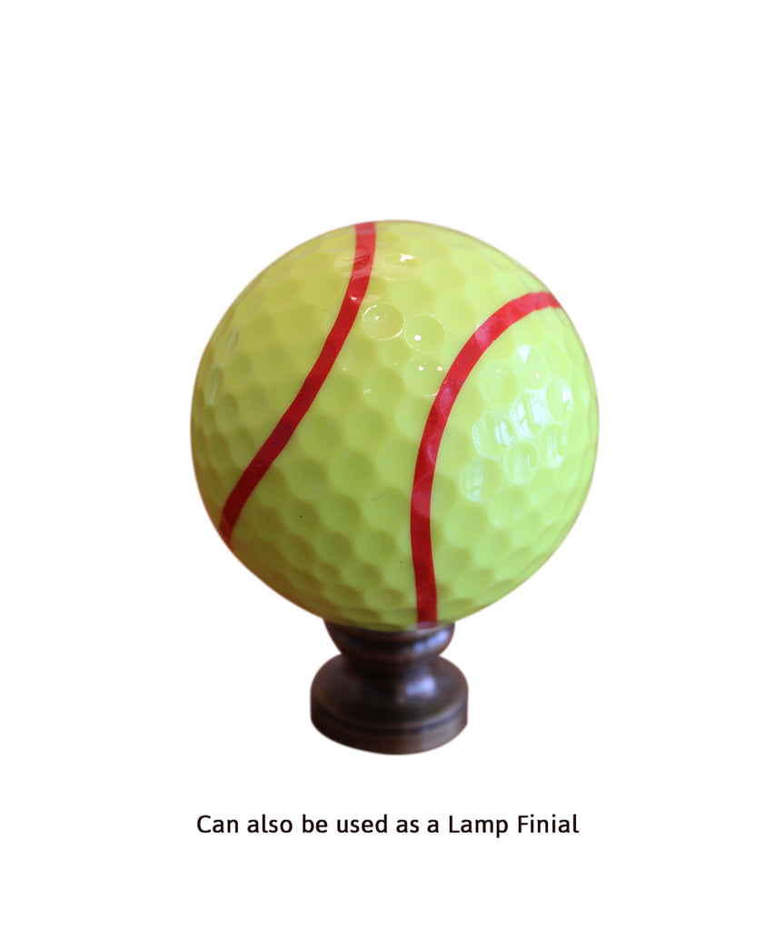Tennis Ball with Red Stripe Ceiling Fan Pull, 2.25"h with 12" Antiqued Brass Chain