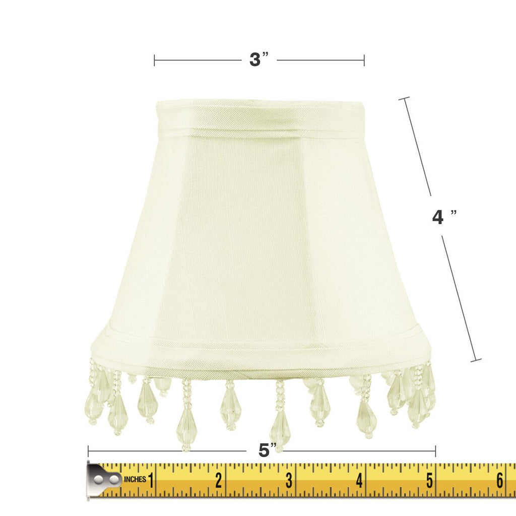 Set of 6 Candelabra Stretch Eggshell with Liner Clear Beads 3x5x4