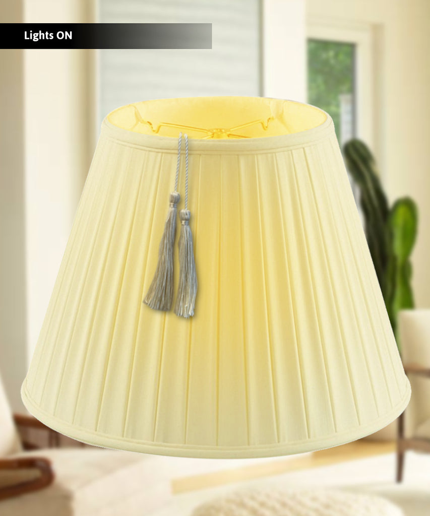 11x18x13.5 Empire BoxPleat Shantung Lamp Shade Tassel Eggshell