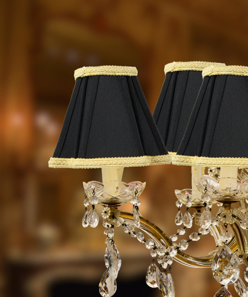 Set of 6 Black with Gold Liner Chandelier Clip-On Lampshade 2x5x5