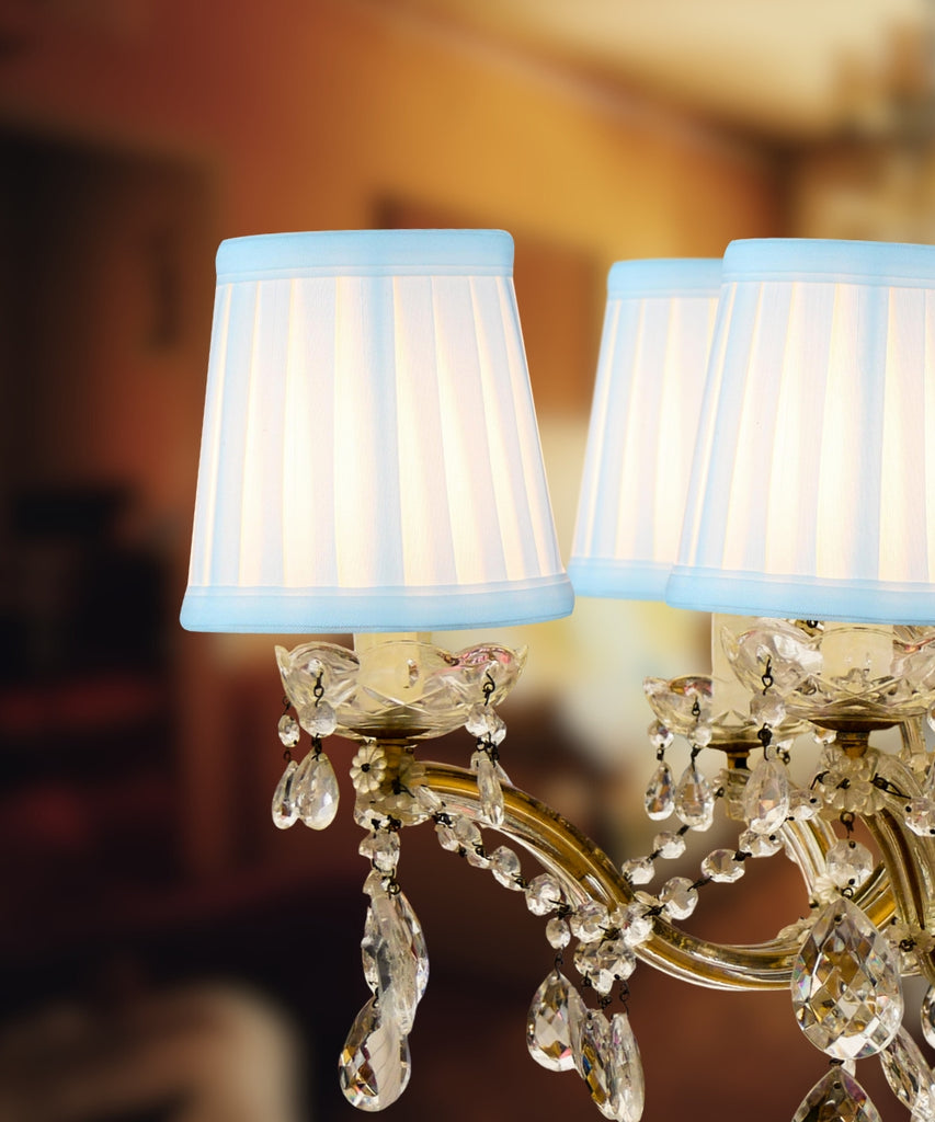 Set of 6 Down White Pleated Clip-on Candelabra Lampshade 3x4x4