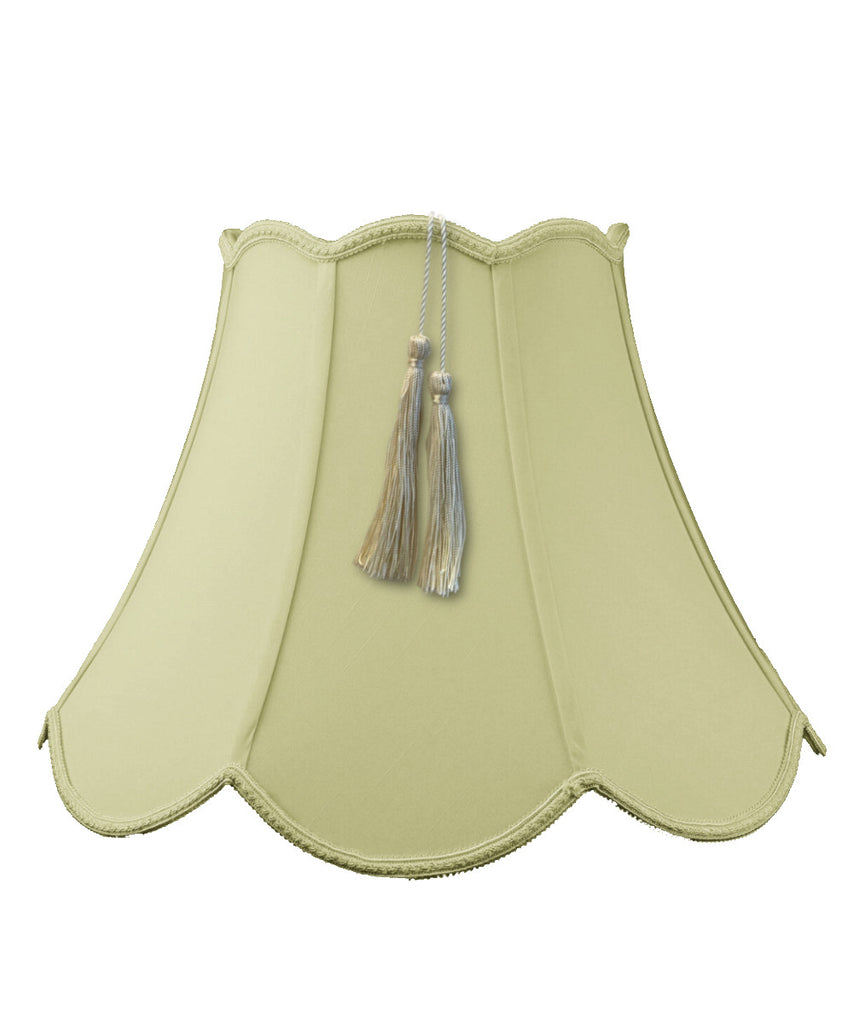 9x18x13 Scalloped Bell Shantung Lamp Shade Tassel Eggshell