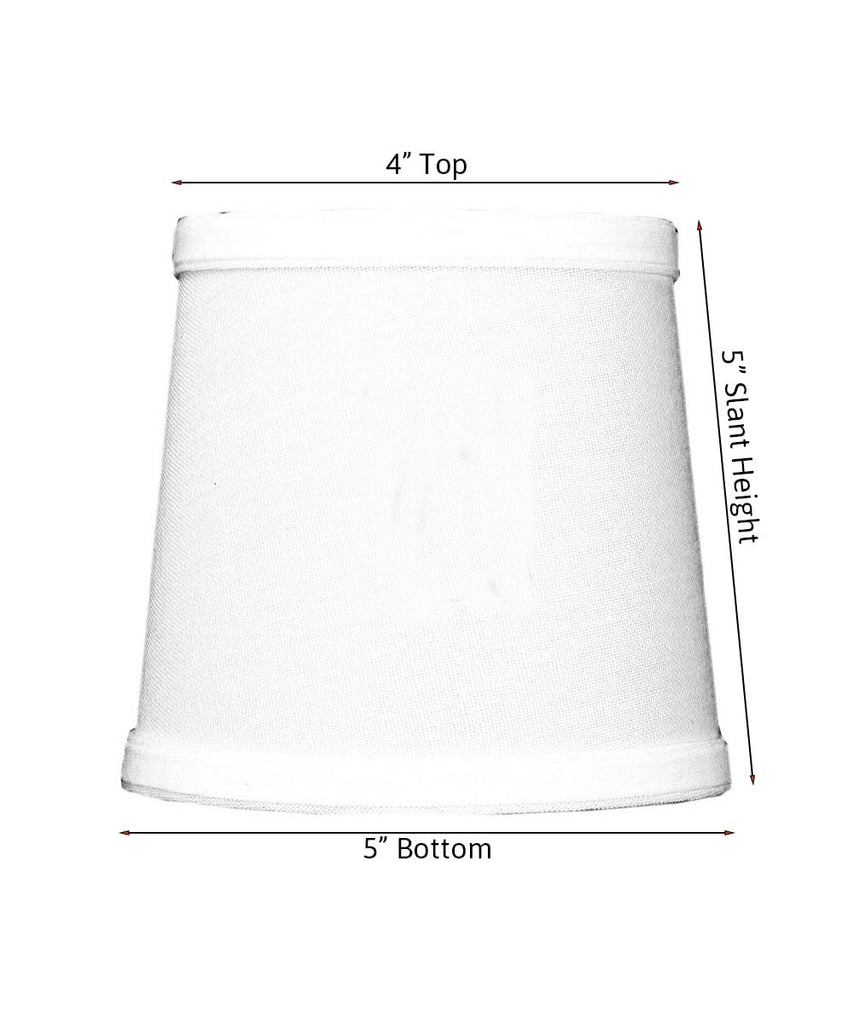 Set of 6 White Linen Drum Chandelier Clip-On Lampshade 4x5x5