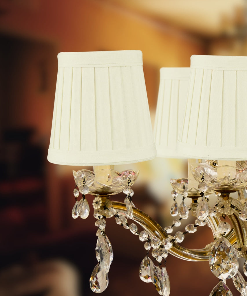 Set of 6 Egg Shell Pleated Clip-on Candelabra Lampshade 3x4x4