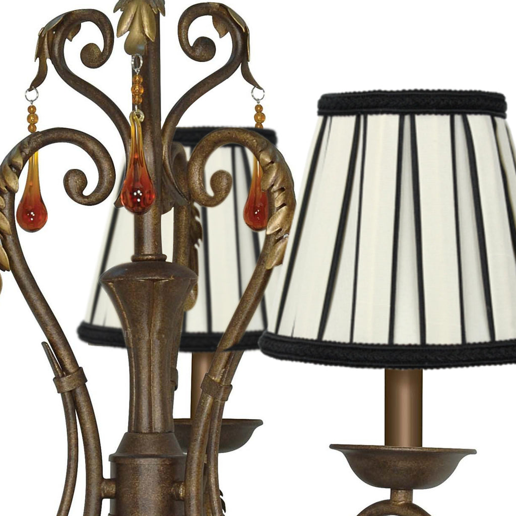 Set of 6 Eggshell with Black Chandelier Clip-On Lampshade 3x5x5