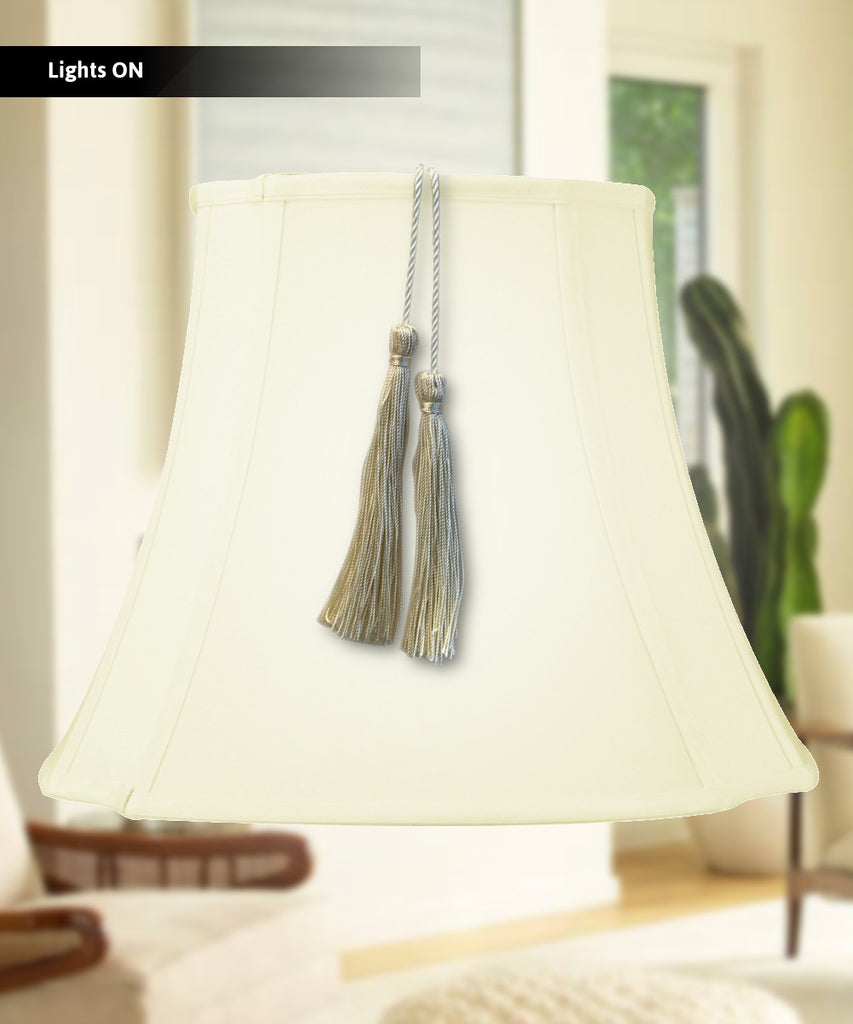 7x12x12 French Oval Piped Shantung Lamp Shade Tassel Eggshell
