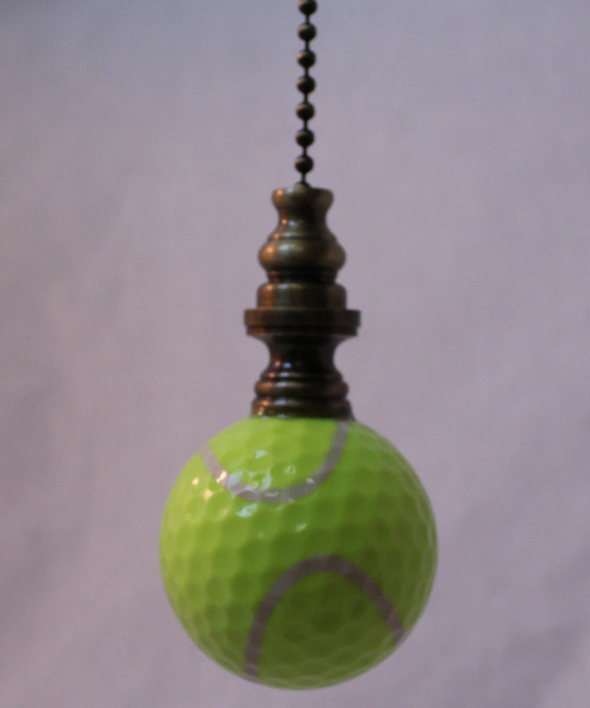 Tennis Ball Ceiling Fan Pull, 2.25"h with 12" Antiqued Brass Chain