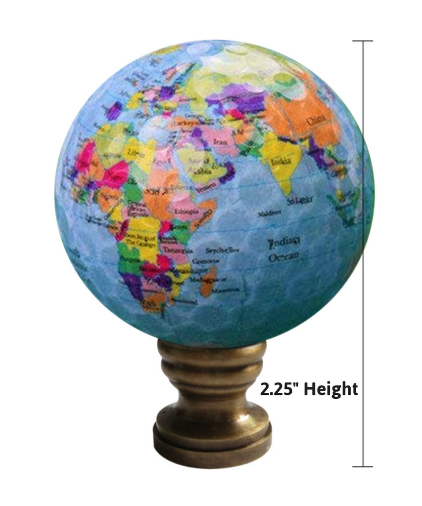 Earth Globe Ceiling Fan Pull, 2.25"h with 12" Antiqued Brass Chain