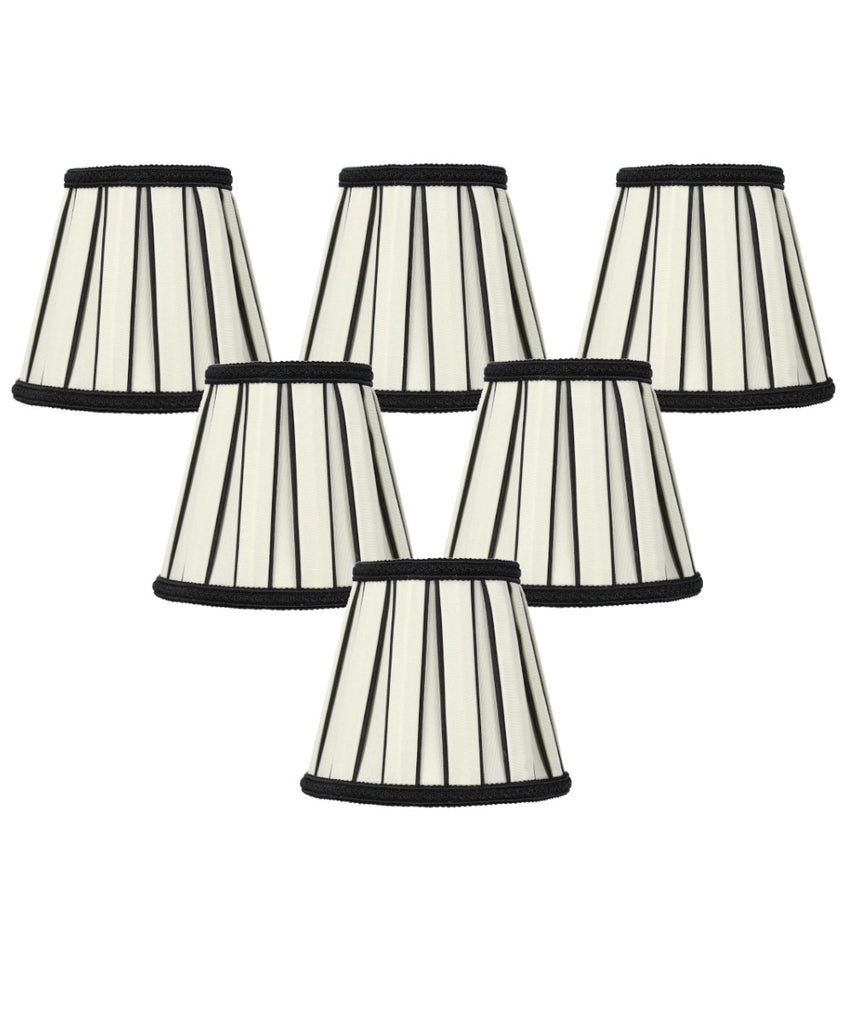Set of 6 Eggshell with Black Chandelier Clip-On Lampshade 3x5x5