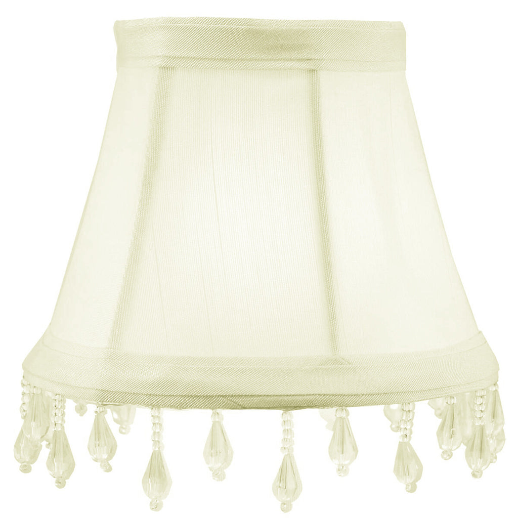 Set of 6 Candelabra Stretch Eggshell with Liner Clear Beads 3x5x4