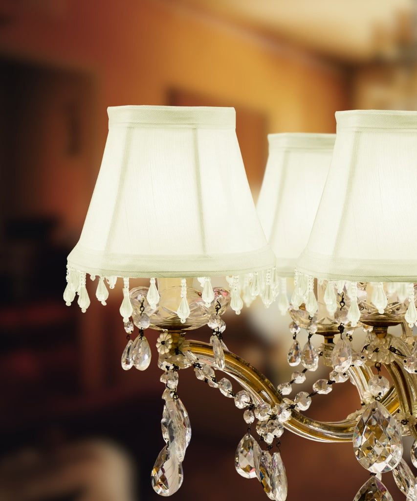 Set of 6 Candelabra Stretch Eggshell with Liner Clear Beads 3x5x4
